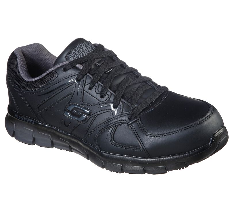 Pánské Oxfordky Skechers Pracovní Relaxed Fit: Synergy - Ekron Alloy Špicí Černé Šedé | CZ.77068 BKGY